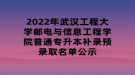 2022年武漢工程大學(xué)郵電與信息工程學(xué)院普通專升本補錄預(yù)錄取名單公示