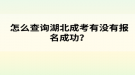 怎么查詢湖北成考有沒(méi)有報(bào)名成功？