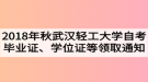 2018年秋季武漢輕工大學自考畢業(yè)證、學位證及學生檔案領取通知