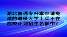 湖北普通專升本申請免試的退役大學(xué)士兵不在院校計劃招生名額中？