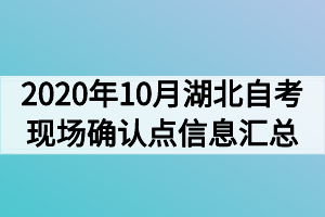 2020年10月湖北自考現(xiàn)場確認點信息匯總