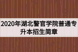 2020年湖北警官學院普通專升本招生簡章