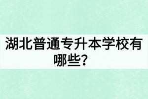 湖北普通專升本學校有哪些？