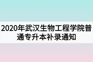 2020年武漢生物工程學(xué)院普通專升本補(bǔ)錄通知