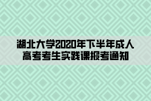 湖北大學(xué)2020年下半年成人高考考生實(shí)踐課報考通知