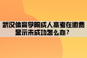 武漢體育學(xué)院成人高考在繳費(fèi)顯示未成功怎么辦？