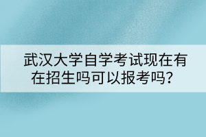 武漢大學(xué)自學(xué)考試現(xiàn)在有在招生嗎可以報(bào)考嗎？