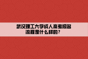 武漢理工大學成人高考報名流程是什么樣的？