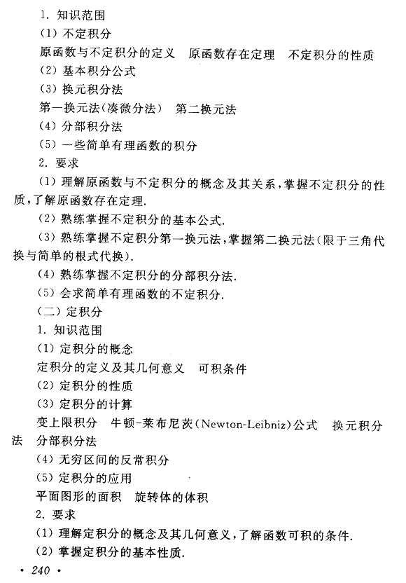 成人高考專升本高等數(shù)學(xué)（一）考試大綱