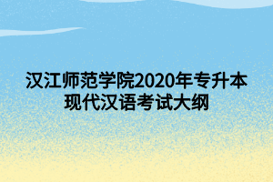 漢江師范學(xué)院2020年專升本現(xiàn)代漢語考試大綱