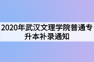 2020年武漢文理學(xué)院普通專升本補(bǔ)錄通知