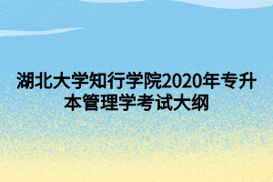 湖北大學知行學院2020年專升本管理學考試大綱