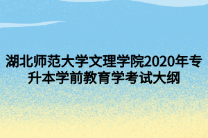 湖北師范大學文理學院2020年專升本學前教育學考試大綱