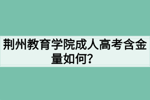 荊州教育學(xué)院成人高考含金量如何？