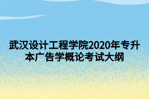 武漢設(shè)計(jì)工程學(xué)院2020年專(zhuān)升本廣告學(xué)概論考試大綱