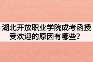 湖北開放職業(yè)學(xué)院成考函授受歡迎的原因有哪些？