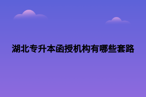 湖北專升本函授機(jī)構(gòu)有哪些套路