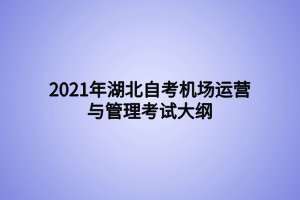 2021年湖北自考機(jī)場運(yùn)營與管理考試大綱