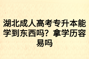 湖北成人高考專升本能學(xué)到東西嗎？拿學(xué)歷容易嗎