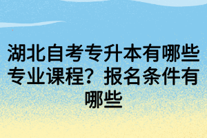 湖北自考專升本有哪些專業(yè)課程？報名條件有哪些