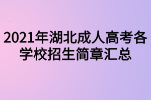 2021年湖北成人高考各學(xué)校招生簡章匯總