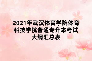 2021年武漢體育學院體育科技學院普通專升本考試大綱匯總表