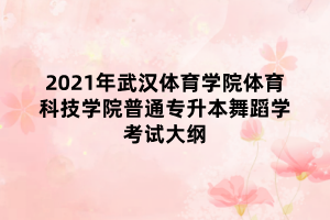 2021年武漢體育學(xué)院體育科技學(xué)院普通專升本舞蹈學(xué)考試大綱