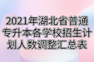 2021年湖北省普通專升本各學(xué)校招生計(jì)劃人數(shù)調(diào)整匯總表