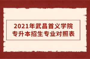 2021年武昌首義學(xué)院專升本招生專業(yè)對(duì)照表