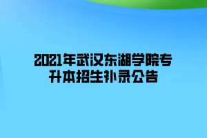 2021年武漢東湖學(xué)院專(zhuān)升本招生補(bǔ)錄公告