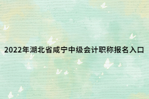 2022年湖北省咸寧中級會(huì)計(jì)職稱報(bào)名入口