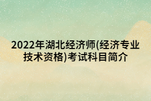 2022年湖北經(jīng)濟(jì)師(經(jīng)濟(jì)專業(yè)技術(shù)資格)考試科目簡介