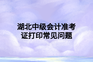 湖北中級會計準(zhǔn)考證打印常見問題