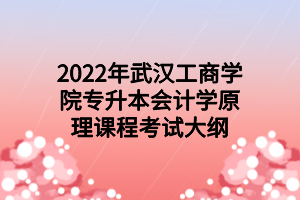 2022年武漢工商學院專升本會計學原理課程考試大綱