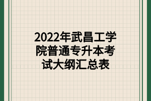 2022年武昌工學(xué)院普通專(zhuān)升本考試大綱匯總表