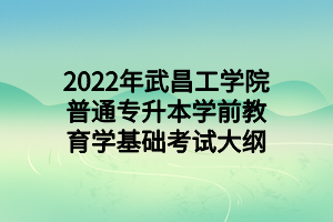 2022年武昌工學院普通專升本學前教育學基礎考試大綱