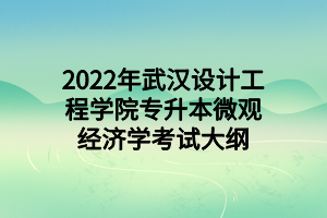 2022年武漢設(shè)計(jì)工程學(xué)院專升本微觀經(jīng)濟(jì)學(xué)考試大綱