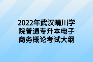 2022年武漢晴川學院普通專升本電子商務概論考試大綱