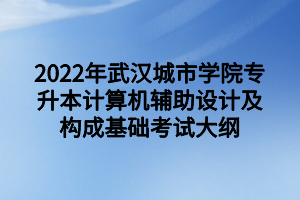 2022年武漢城市學院專升本計算機輔助設計及構成基礎考試大綱