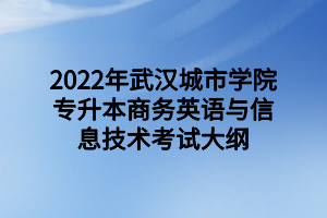 2022年武漢城市學(xué)院專(zhuān)升本商務(wù)英語(yǔ)與信息技術(shù)考試大綱