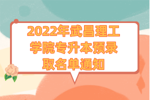 2022年武昌理工學院專升本預錄取名單通知