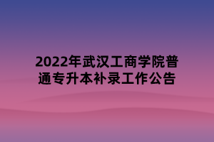 2022年武漢工商學(xué)院普通專升本補錄工作公告