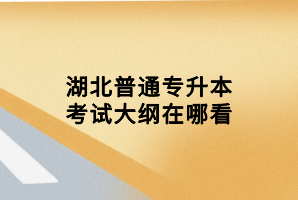 湖北普通專升本考試大綱在哪看