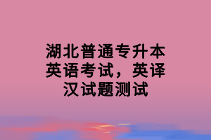 湖北普通專升本英語(yǔ)考試，英譯漢試題測(cè)試